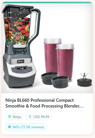 Product Bookmark Card