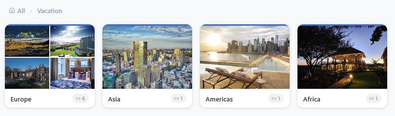 Collection Cards view showing sub-collections with thumbnail previews