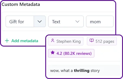 Custom metadata fields on a bookmark card