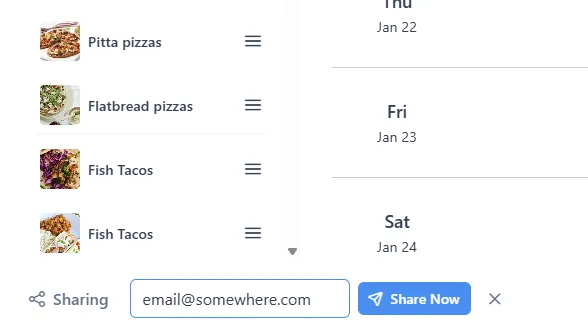 Meal Planning 4 - Meal Plan sharing