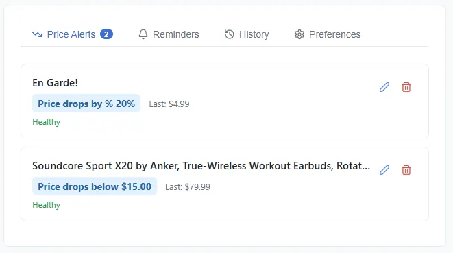 Price Alerts & Notification Center