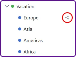 Sharing interface for bookmark collections and saved searches
